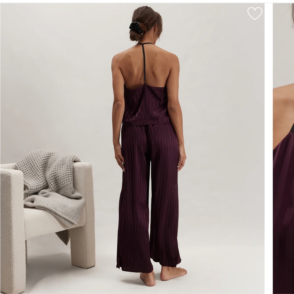 LUNYA BNWT Washable Silk Cami Pant Set in Vintage Merlot Jacquard Size S - Picture 2 of 7